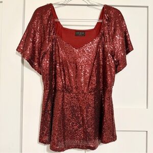Lane Bryant Sparkling Red Sequin Blouse